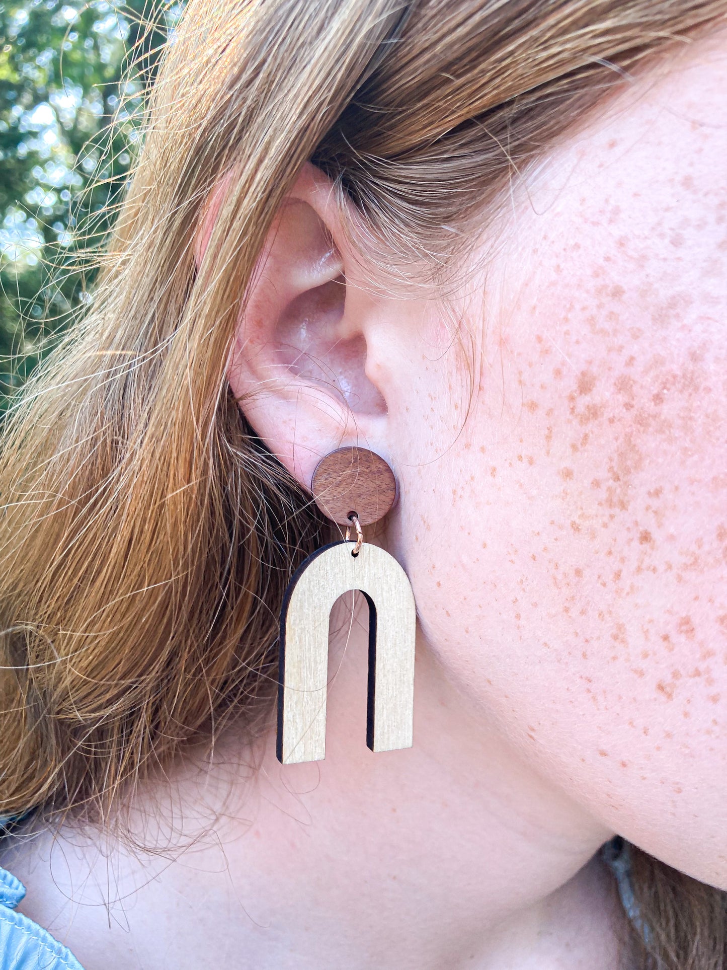 Arches in Bare - Walnut and Oak Arch Earrings