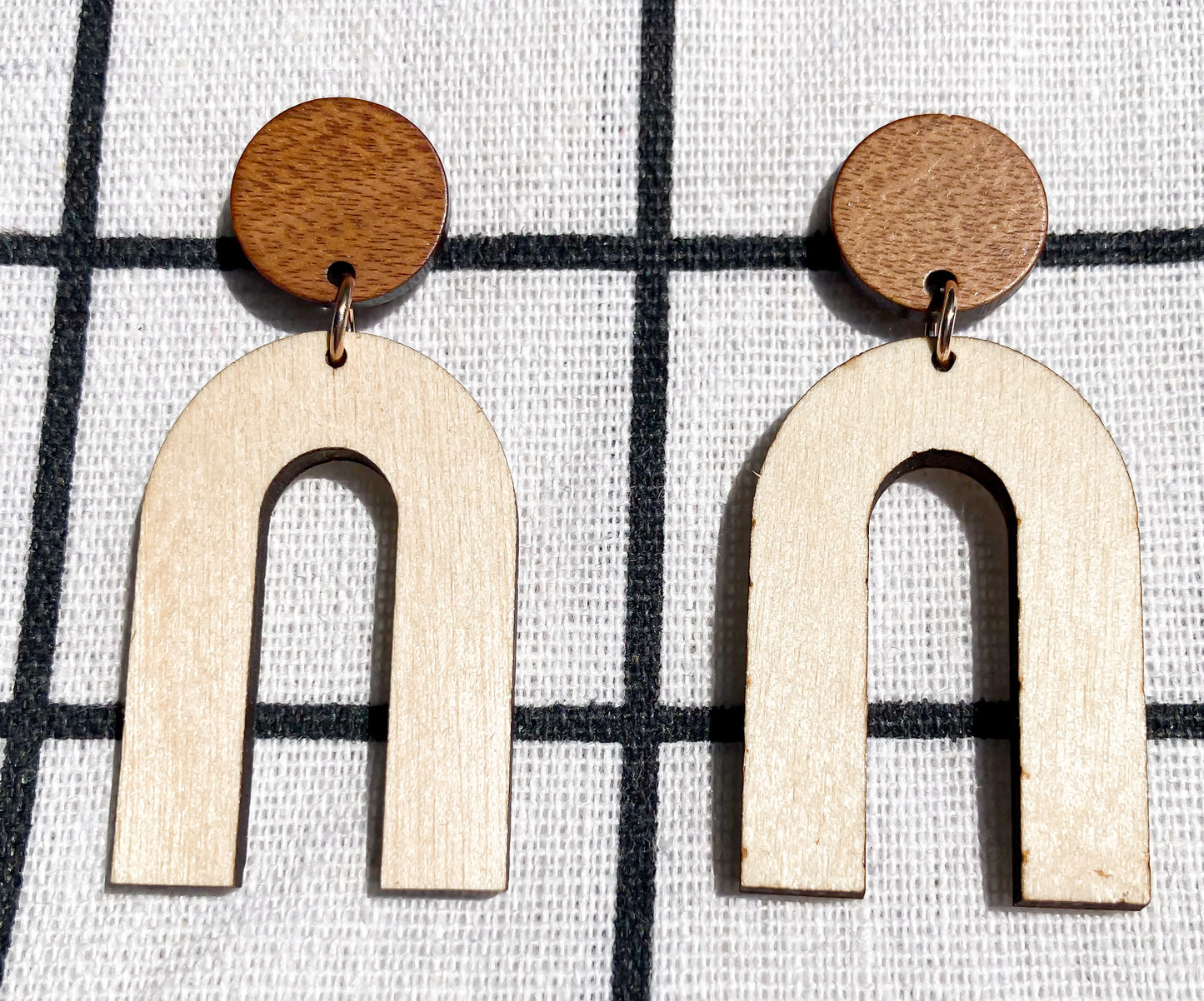 Arches in Bare - Walnut and Oak Arch Earrings